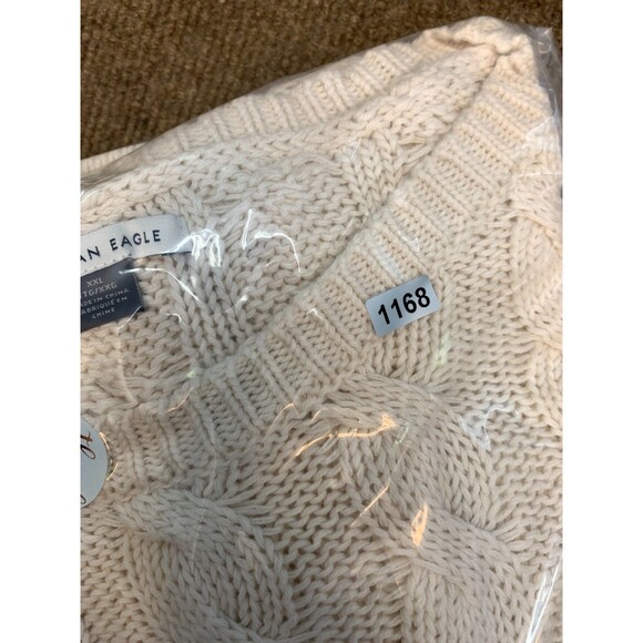 American Eagle Sweater Womens 2XL Cable Knit Crop Striped Oversized Cotton - Picture 8 of 8